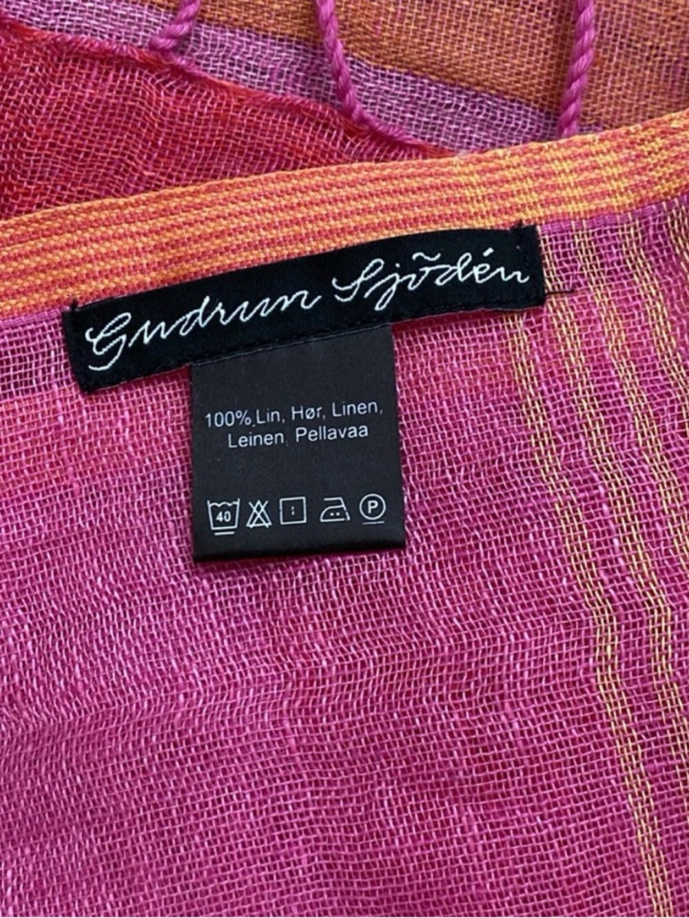 Gudrun Sjoden Pink and Orange Striped Lightweight Shawl! Like new! Linen.. - Picture 2 of 5